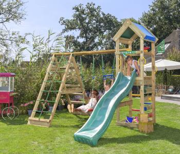 Jungle Patio | Wooden climbing frame with swings & climbing net