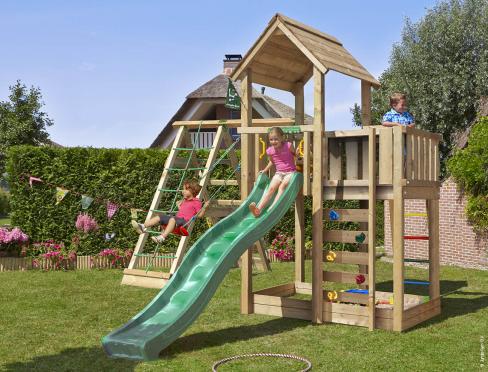 Jungle Mansion | Wooden climbing frame with swing & climbing net