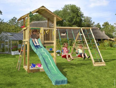 Jungle Sierra | Wooden climbing frame with swings & climbing net