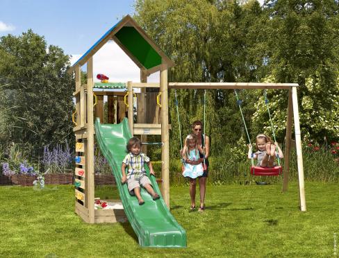 Jungle Lodge | Wooden climbing frame with double swing