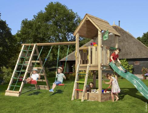 Jungle Club | Wooden climbing frame with swings & climbing net