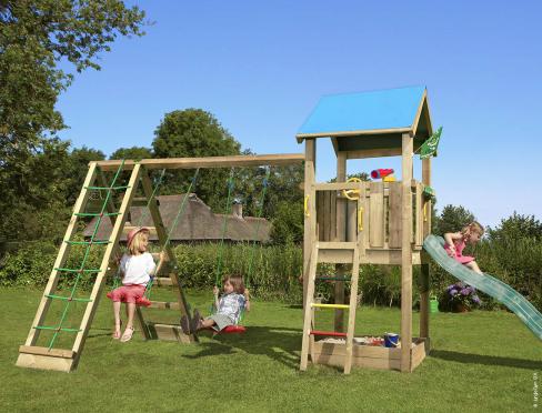 Jungle Castle | Wooden climbing frame with swings & climbing net