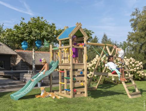 Jungle Nomad | Wooden climbing frame with swing & climbing net