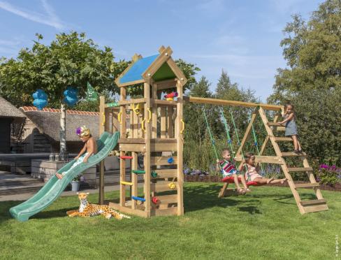 Jungle Nomad | Wooden climbing frame with swings & climbing net