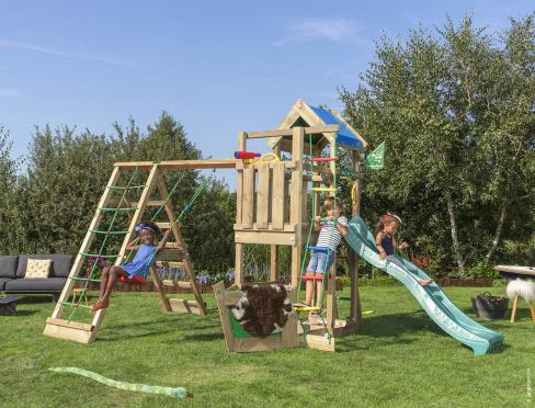 Jungle Viking | Wooden climbing frame with swing & climbing net