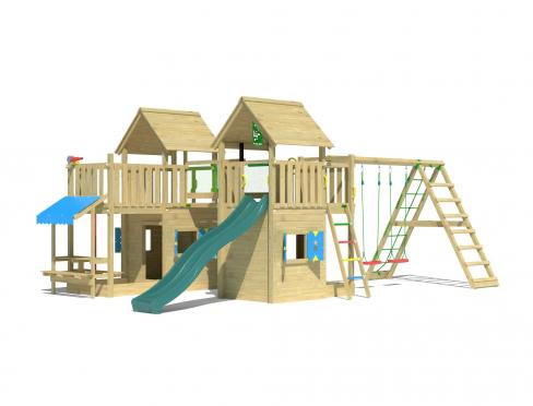 Jungle Titan | Tower playhouse with swings & climbing net