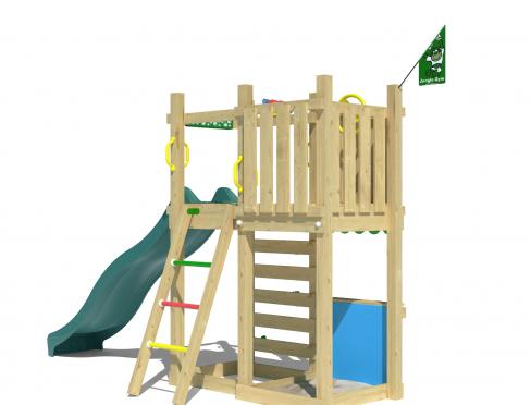 Jungle Nest | Wooden climbing frame with slide & market stall