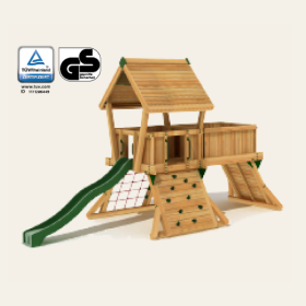 Commercial climbing frame with slide